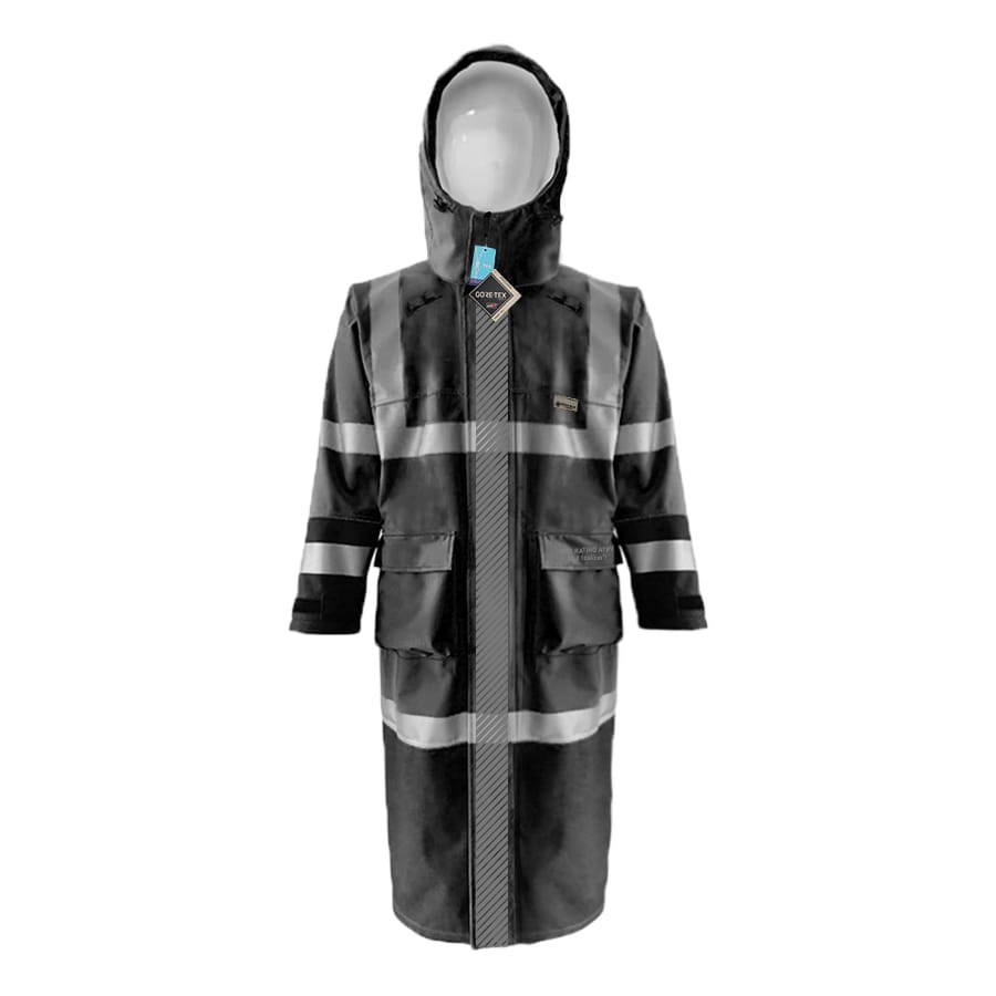 EXTREME GORE-TEX PYRAD CAT 3 FRARC Rated Breathable High Visibility Rainwear Trench Coat-GTXEXTC-BLACK